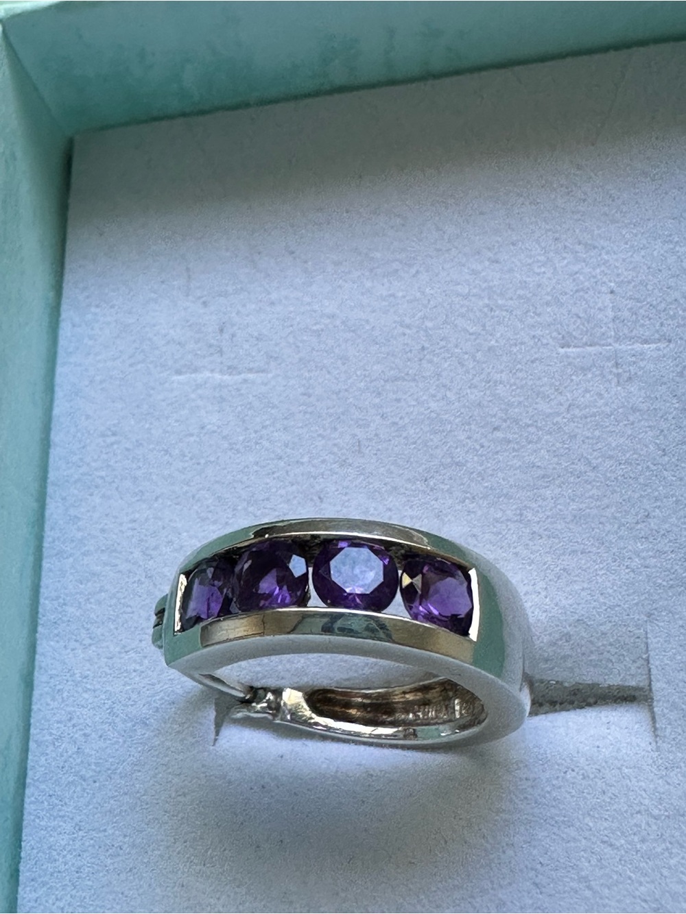 Vintage Ross simons Sterling Silver Amethyst Hoop Earrings - Picture 6 of 9